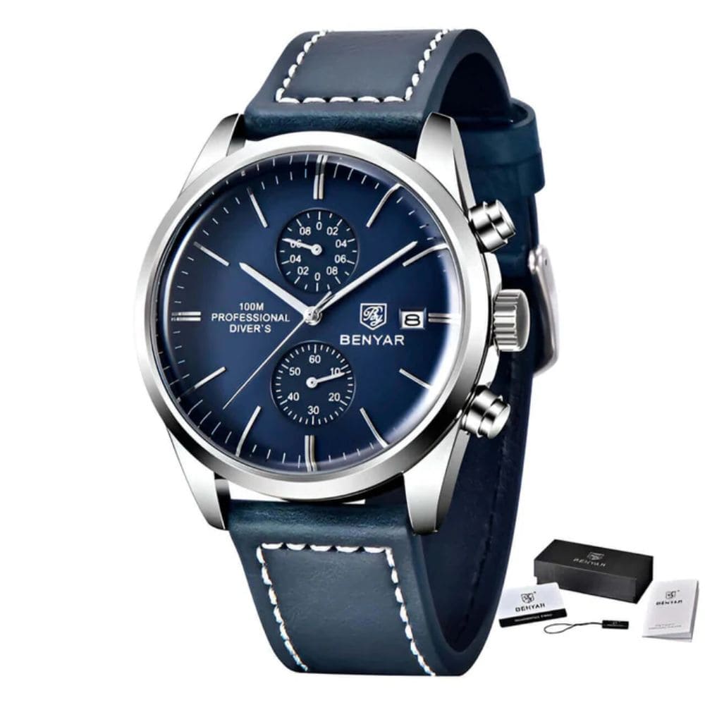 Relógio Masculino Benyar Enimga Blue Silver
