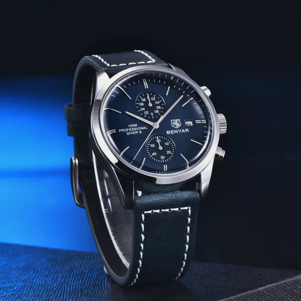 Relógio Masculino Benyar Enimga Blue Silver