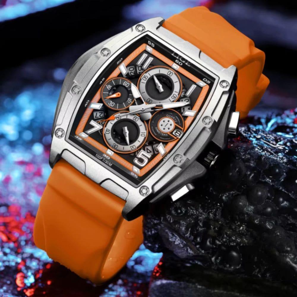 Relógio Masculino Lige Bannach Orange Silver
