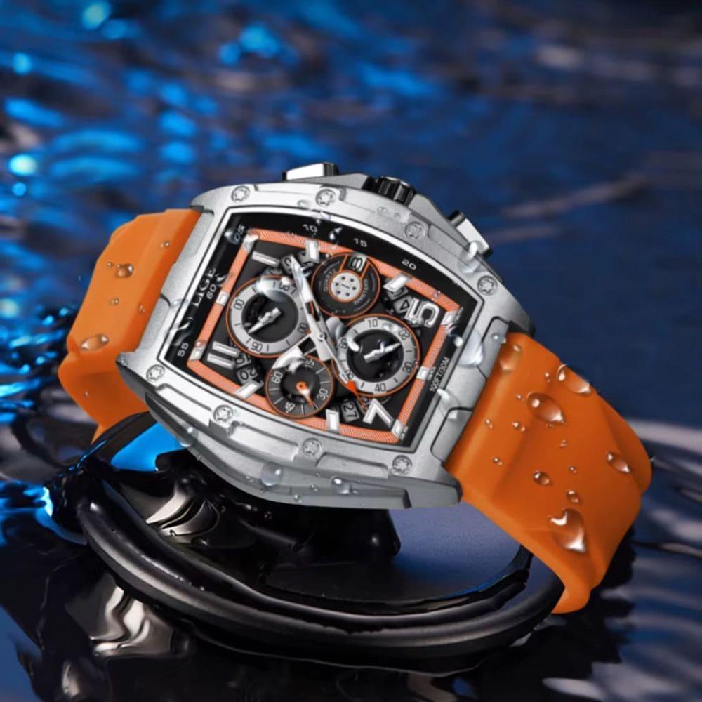 Relógio Masculino Lige Bannach Orange Silver