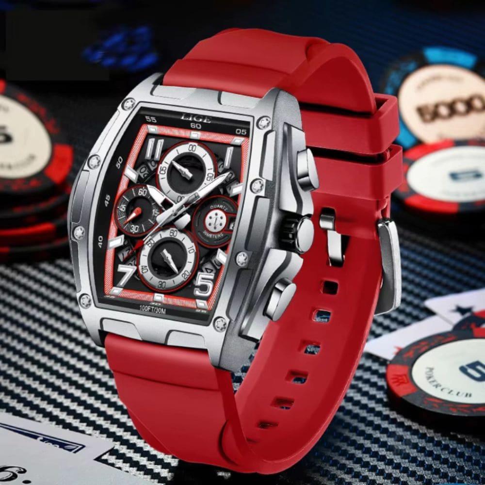 Relógio Masculino Lige Bannach Red Silver