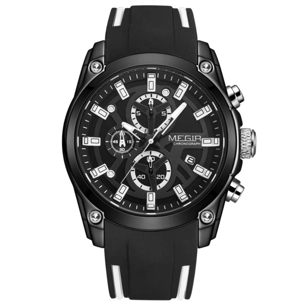 Relógio Masculino Megir Esportivo Nallur Black Silver