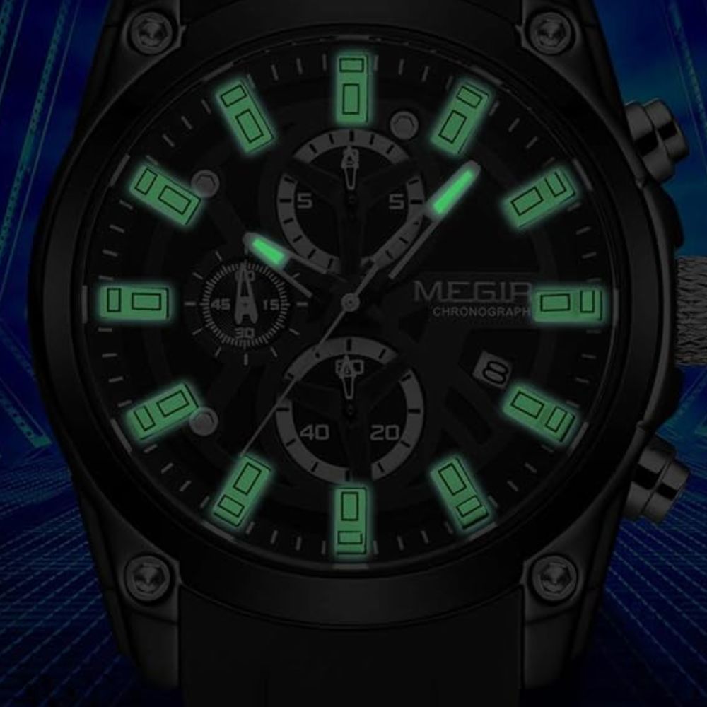 Relógio Masculino Megir Esportivo Nallur Black Silver