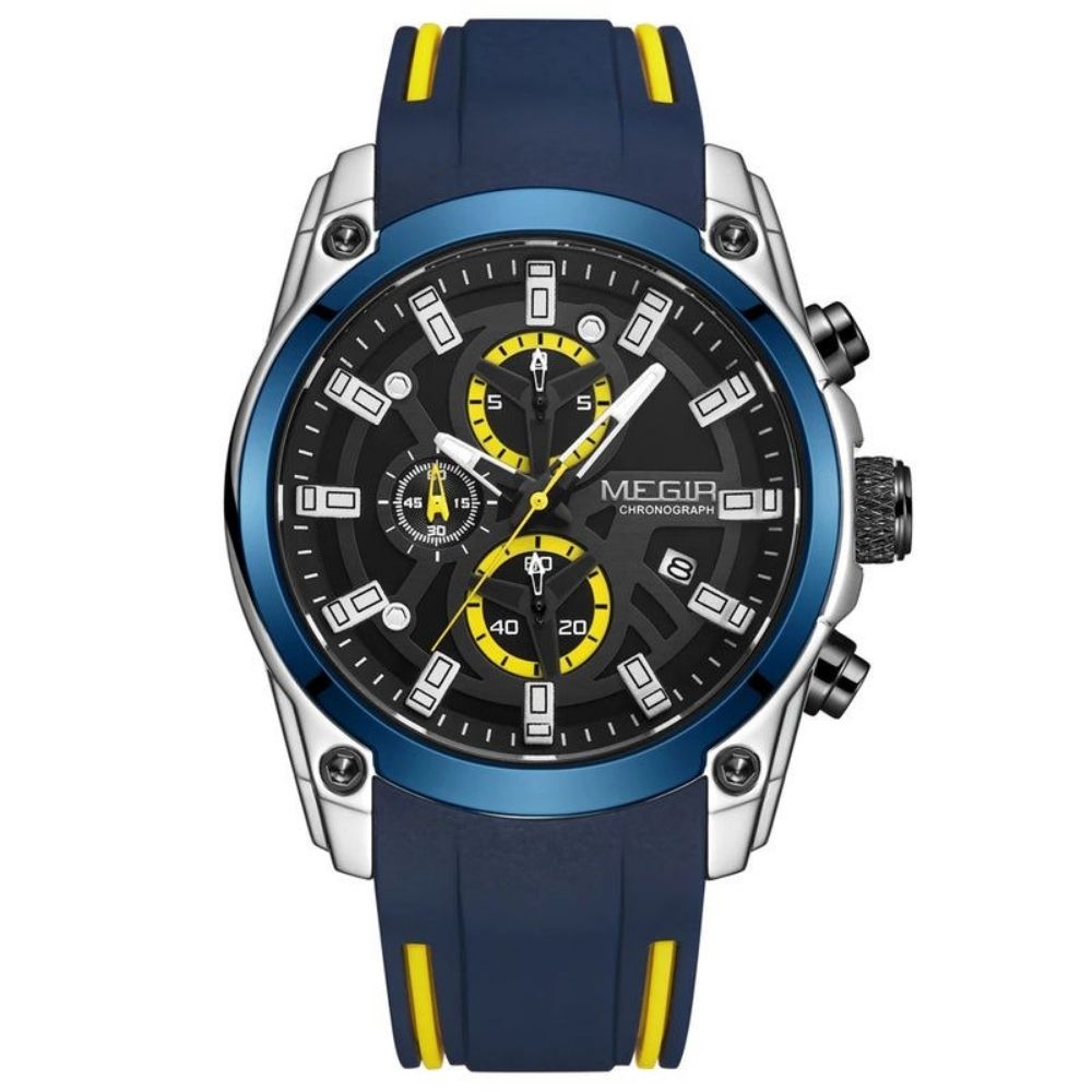 Relógio Masculino Megir Esportivo Nallur Blue Silver