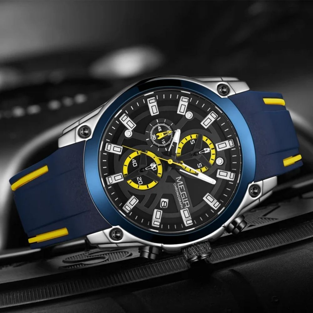 Relógio Masculino Megir Esportivo Nallur Blue Silver
