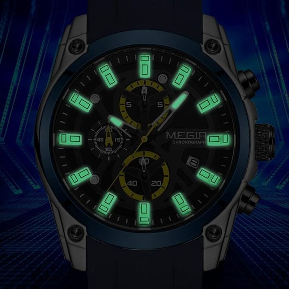 Relógio Masculino Megir Esportivo Nallur Blue Silver