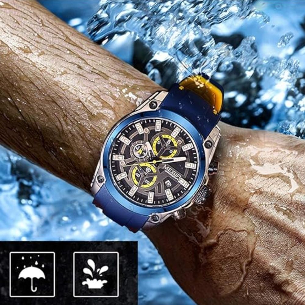 Relógio Masculino Megir Esportivo Nallur Blue Silver