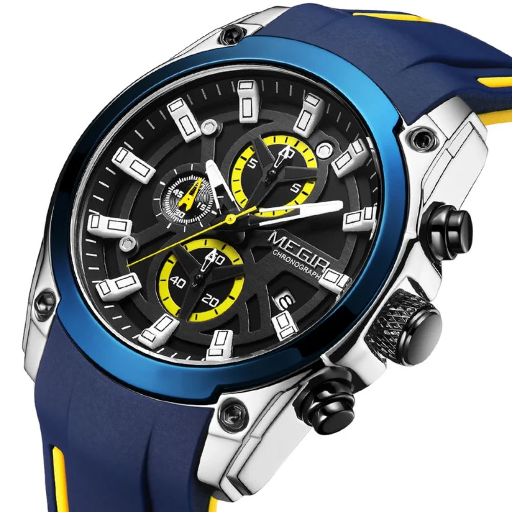Relógio Masculino Megir Esportivo Nallur Blue Silver