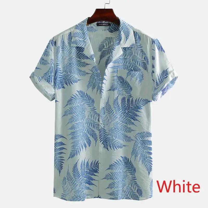 Incerun-camisa havaiana para homens, camisa de manga curta com lapela impressão, casual, streetwear verão, botão, tamanho s-3xl, 2024