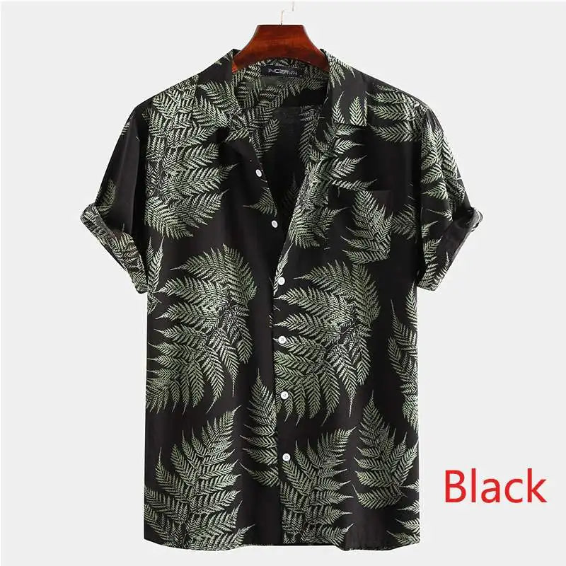 Incerun-camisa havaiana para homens, camisa de manga curta com lapela impressão, casual, streetwear verão, botão, tamanho s-3xl, 2024