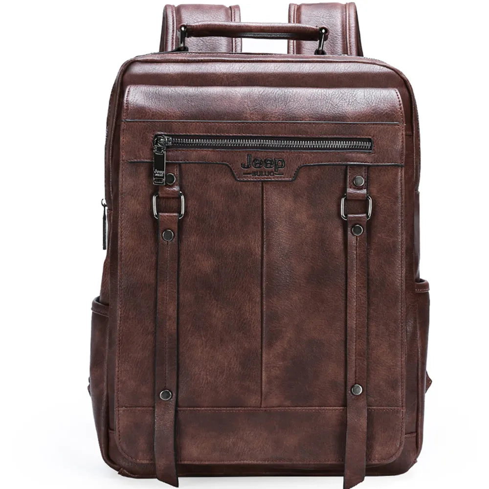 Mochila Masculina de Couro Legítimo Jeep Fury