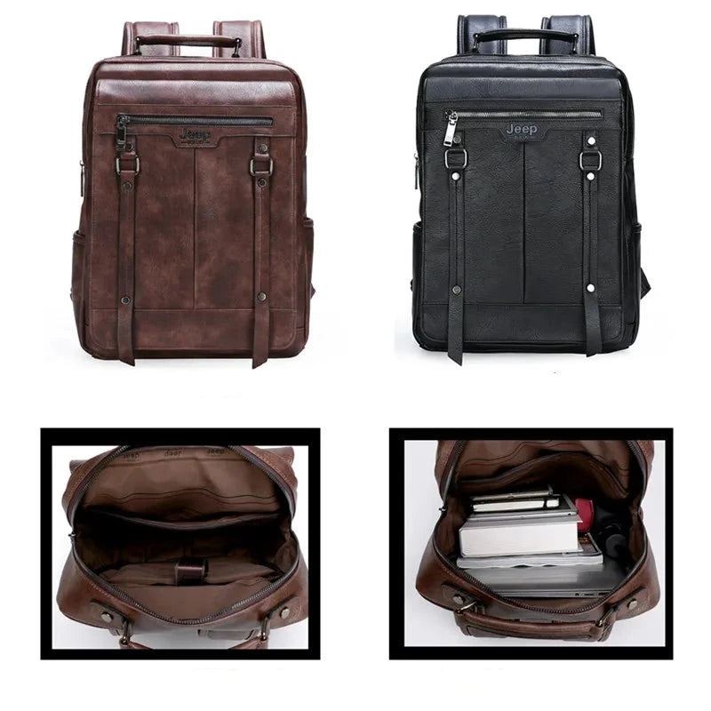 Mochila Masculina de Couro Legítimo Jeep Fury