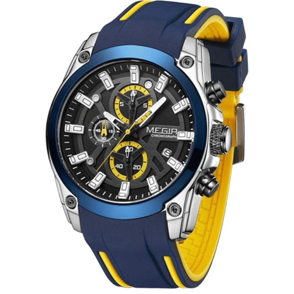 Relógio Masculino Megir Esportivo Nallur Blue Silver