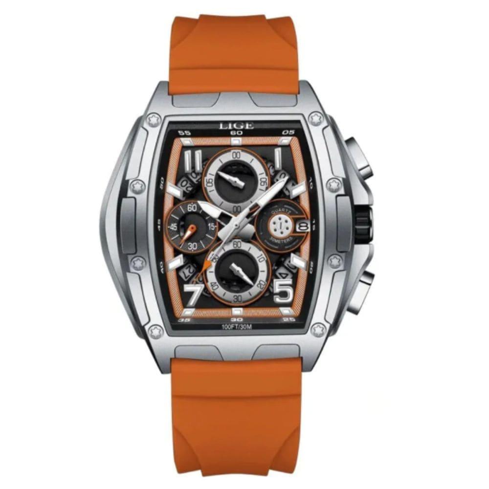Relógio Masculino Lige Bannach Orange Silver