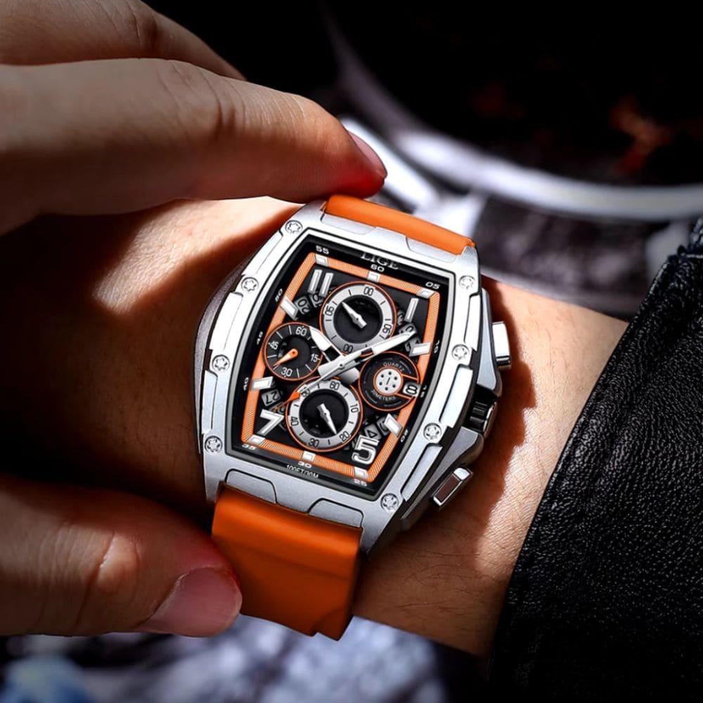 Relógio Masculino Lige Bannach Orange Silver