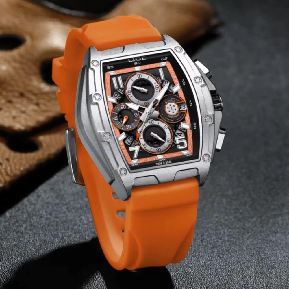 Relógio Masculino Lige Bannach Orange Silver