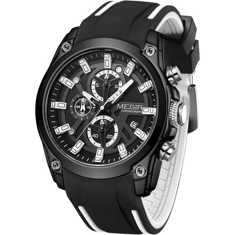 Relógio Masculino Megir Esportivo Nallur Black Silver